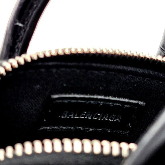 BALENCIAGA Black Calfskin Logo Crocodile Embossed Mini Ville Top Handle Bag XXS - Picture 15 of 16